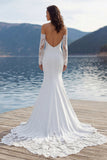 Ivory Sweetheart Mermaid Sweep Train Wedding Dress with Sleeves