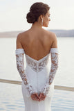 Ivory Mermaid Sweetheart Chiffon Ruched Long Wedding Dress
