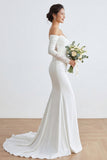 Ivory Sweetheart Mermaid Ruched Long Wedding Dress with Appliques