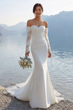 Ivory Mermaid Lace Sweetheart Chiffon Long Wedding Dress