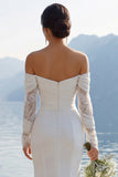 Ivory Mermaid Lace Sweetheart Chiffon Long Wedding Dress