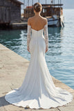 Ivory Mermaid Sweetheart Long Lace Wedding Dress with Appliques