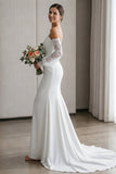 Ivory Mermaid Sweetheart Appliqued Long Lace Wedding Dress