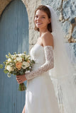 Ivory A-Line Strapless Long Chiffon Wedding Dress with Slit