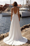 Mermaid Ivory Corset Appliqued Spaghetti Straps Wedding Dress with Slit