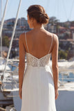 Mermaid Ivory Spaghetti Straps Lace Sweep Train Wedding Dress