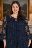 Navy Embroidered Long Sleeves Mother of the Bride Pant Suits
