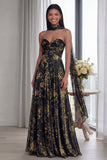 Sweetheart A Line Glitter Sky Blue Pleated Long Formal Dress with Ribbon