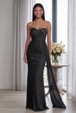 Sweetheart Sheath Back Ruched Long Formal Dress with Streamer