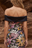 Sparkly Black Off the Shoulder Bodycon Cocktail Dress with Sequins