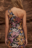 Sparkly Black One Shoulder Bodycon Cocktail Dress with Sequins