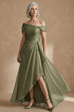 Dusty Sage A Line Asymmetrical Convertible Mother of the Bride Dress with Wrap