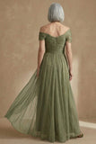 Dusty Sage A Line Asymmetrical Convertible Mother of the Bride Dress with Wrap