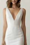 Bodycon V-Neck Midi Satin Rehearsal Dinner Dress