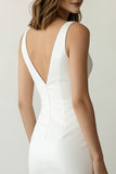 Bodycon V-Neck Midi Satin Rehearsal Dinner Dress