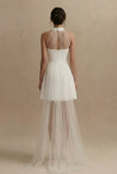 White Halter A-Line Mini Graduation Dress