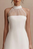 White Halter A-Line Mini Graduation Dress