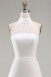 White Halter A-Line Mini Graduation Dress