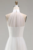 White Halter A-Line Mini Graduation Dress