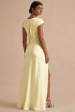White Cowl Neck Sheath Long Rehearsal Dinner Dress with Slit