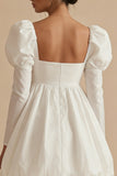 A-Line Square Neck Long Sleeves Graduation Dress