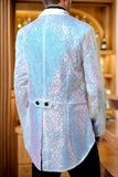 Black Sequin Peaked Lapel Double Breasted Men's Tuxedo Tailcoat