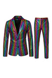 Black Metallic Grid Single Breasted Notched Lapel 2-Piece Men's Prom Suits