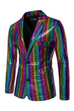 Black Metallic Grid Single Breasted Notched Lapel 2-Piece Men's Prom Suits