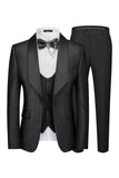 3 Piece Blue One Button Shawl Lapel Jacquard Men's Prom Suits
