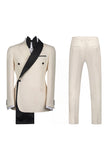 Black 2 Piece One Button Notch Lapel Men's Formal Suits