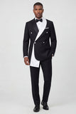 Black 2 Piece One Button Notch Lapel Men's Formal Suits