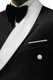 Black 2 Piece One Button Notch Lapel Men's Formal Suits