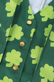 Retro Green Shamrock Slim Fit Tuxedo Jacket with Hat