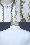 Baroque-Style Black Floral Embroidered Stand-Collar Men's 3-Piece Suit