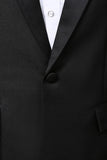 2 Piece Black One Button Peak Lapel Men's Prom Suits