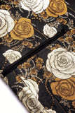 Golden Jacquard Floral Shawl Lapel Single Breasted Men' Blazer