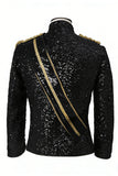Single Breasted Black Men's Suits with Sequins