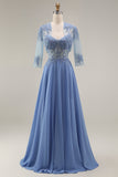 Velvet Burgundy A-Line Appliqued Long Mother of the Bride Dress with Beading