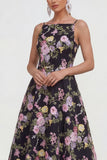 A Line Spaghetti Straps Midi Printed Multi Floral Dress