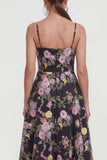A Line Spaghetti Straps Midi Printed Multi Floral Dress