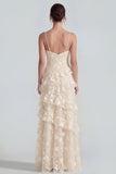 Shearh Lilac Floral Spaghetti Straps Ruffled Maxi Dress with Slit