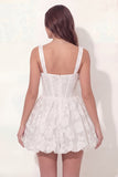 White Lace Floral Corset A Line Short Graduation Dress