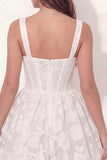 White Lace Floral Corset A Line Short Graduation Dress