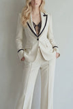 Ivory Peak Lapel Single Breasted 2 Piece Wide Leg Prom Suits
