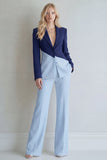 Black Pink Patchwork Single Breasted 2 Piece Wide Leg Notched Lapel Prom Suits