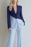 Black Pink Patchwork Single Breasted 2 Piece Wide Leg Notched Lapel Prom Suits