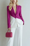 Black Pink Patchwork Single Breasted 2 Piece Wide Leg Notched Lapel Prom Suits