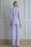 2 Piece Lilac Notched Lapel Double Breasted Slim Fit Prom Suits