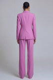 Purple 2 Piece Peak Lapel Women Suits with Sleeves