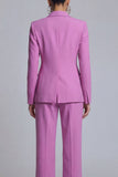 Purple 2 Piece Peak Lapel Women Suits with Sleeves
